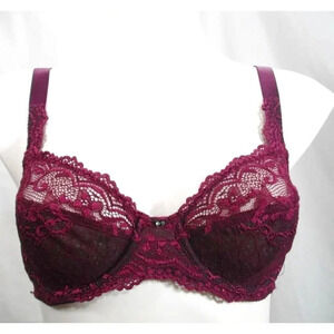Grenier 8479 Full Figure Serenade Underwire Stretch Lace Bra 32C Burgundy NWT  N